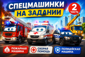 Скорая помощь, пожарная машина и полиция — мультики про транспорт