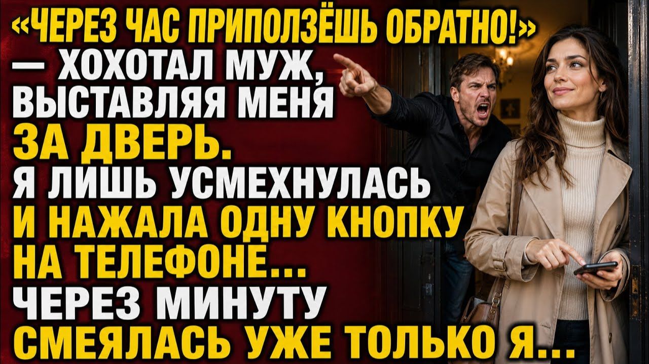 «ЧЕРЕЗ ЧАС ПРИПОЛЗЁШЬ ОБРАТНО!» — СМЕЯЛСЯ МУЖ… НО ОДНА КНОПКА НА ТЕЛЕФОНЕ ВСЁ ИЗМЕНИЛА