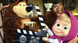 Маша и Медведь День Кино собираем пазлы для детей с героями мультика Маша и Медведь