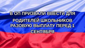 |Н. РФ| В ОП призвали ввести для родителей школьников разовую выплату перед 1 сентября