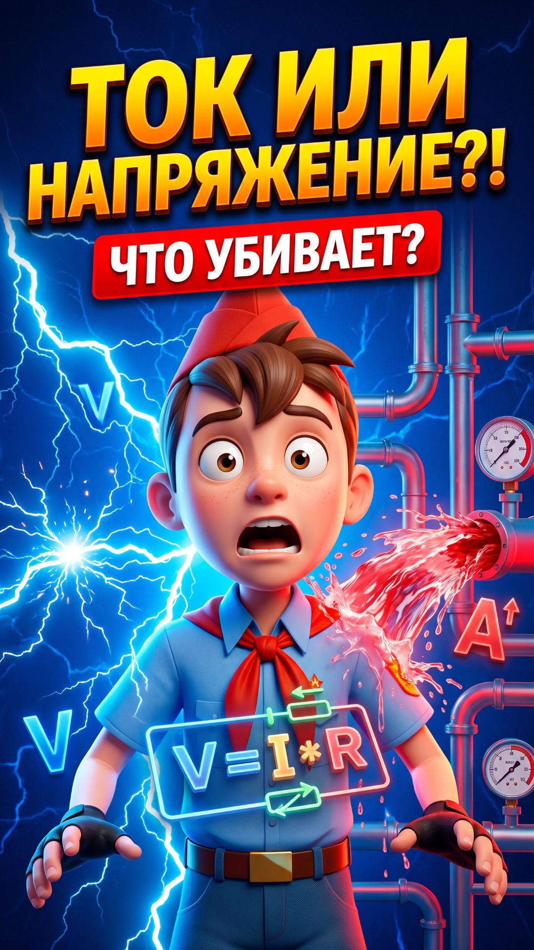 Напряжение или ток: Что реально убивает человека? Закон Ома на пальцах и воде! ⚡️