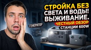 СТРОЙКА БЕЗ СВЕТА: Выживаю на портативной станции и генераторе! Честный тест 600W #3