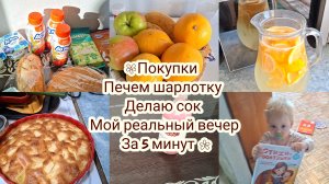 Закупка продуктов, делаю сок ,мой вечер за 5 минут