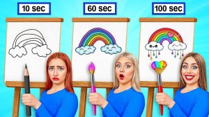 10 Секунд vs 60 Секунд vs 100 Секунд Челлендж Рисунков _ Смешные Моменты
