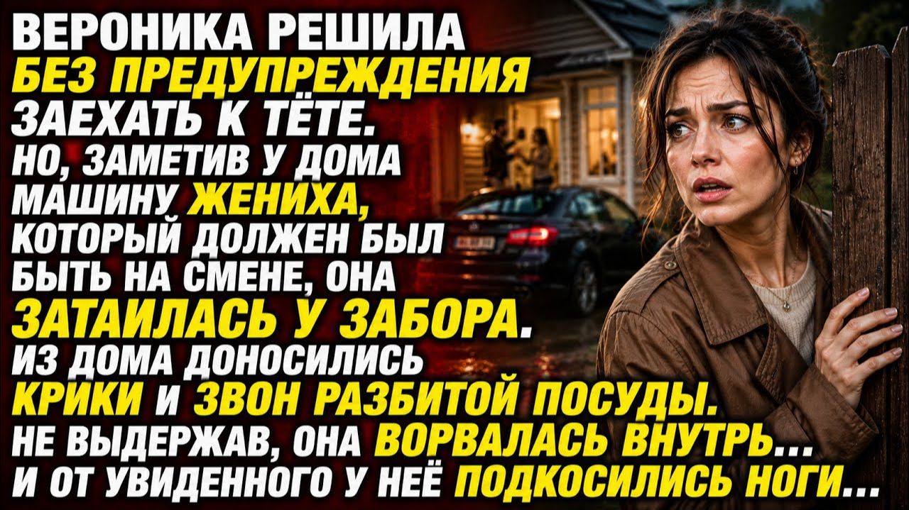 ВЕРОНИКА ЗАСТАЛА МАШИНУ ЖЕНИХА У ДОМА ТЁТИ… НО, ВОРВАВШИСЬ ВНУТРЬ, ОНА ОКАМЕНЕЛА ОТ УВИДЕННОГО