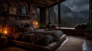 Уютная спальня с видом на дождь за окном 🌧️🛏️ Шум дождя для сна, отдыха и расслабления