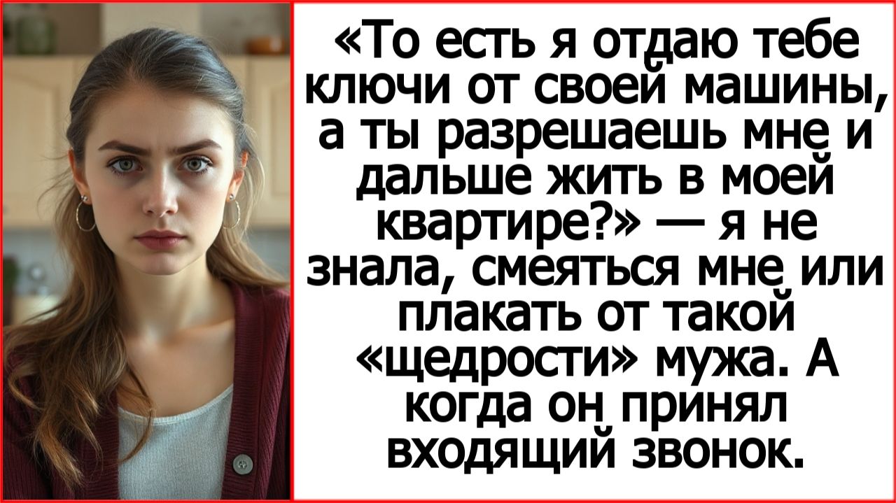 То есть я отдаю тебе машину, а ты разрешаешь мне и дальше жить в моей квартир? Истории из жизни.