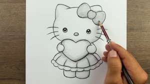 Как легко нарисовать Hello Kitty карандашом — урок рисования для начинающих