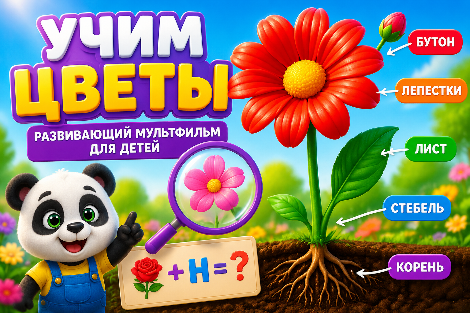 Учим цветы. Развивающий мультфильм для детей