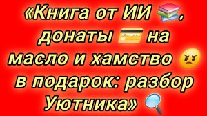 15-08-2026«Книга от ИИ 📚, донаты 💳 на масло и хамство 😠 в подарок: разбор Уютника» 🔍