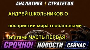 АНДРЕЙ ШКОЛЬНИКОВ О восприятии мира глобальными элитами ЧАСТЬ ПЕРВАЯ.