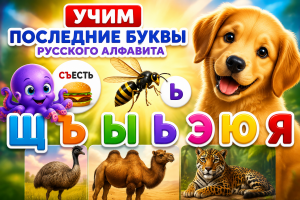 Учим последние буквы русского алфавита с животными