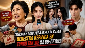 Свекровь подарила внуку 88 юаней — невестка вернула «подарок» на её 66-летие