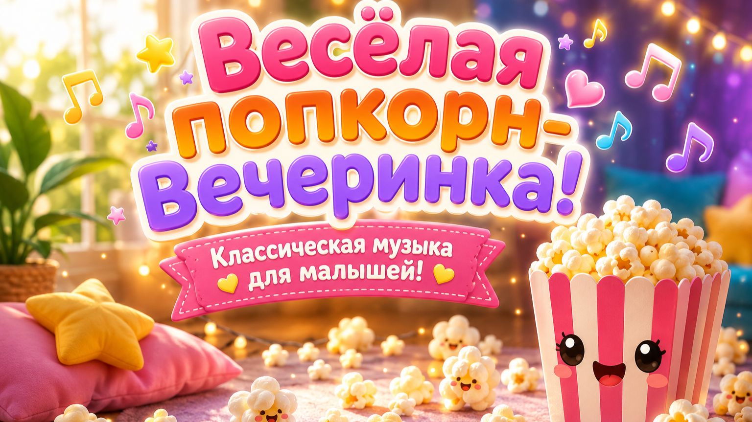 Веселая попкорн-вечеринка! Контрастные мультики и классика для малышей