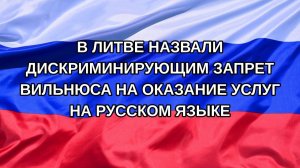|Н. РФ| В Литве назвали дискриминирующим запрет Вильнюса на оказание услуг на русском языке