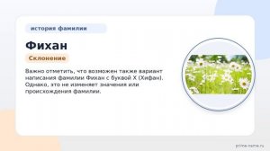 Фамилия Фихан: происхождение, значение и склонение