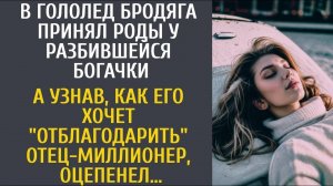 В гололед бродяга принял роды у разбившейся богачки…  Благодарность  отца миллионера шокировала…