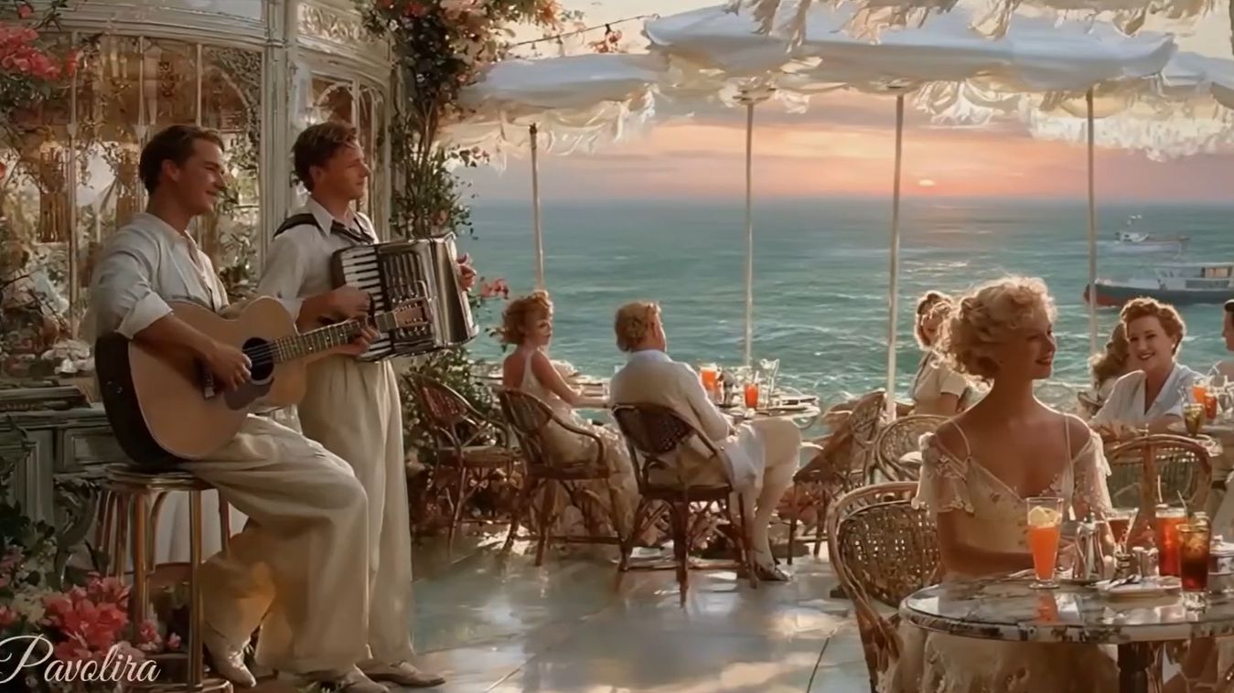 1950s Summer Seaside Sunset Café