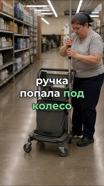 Швабра остановила уборочную тележку | MAXAI - 