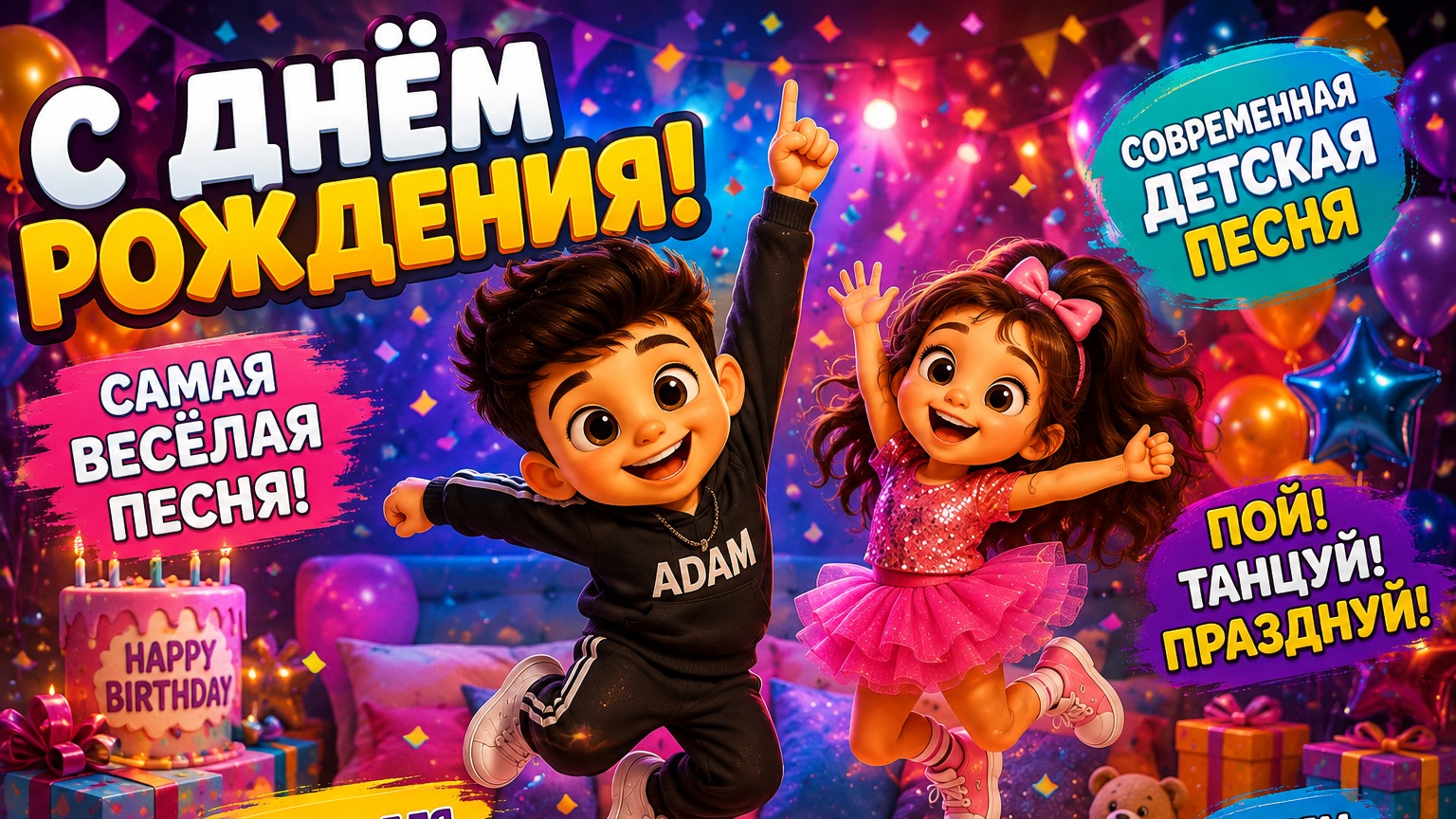 С ДНЁМ РОЖДЕНИЯ! 🎉 Новая детская песня | Happy Birthday | Танцуй и подпевай!