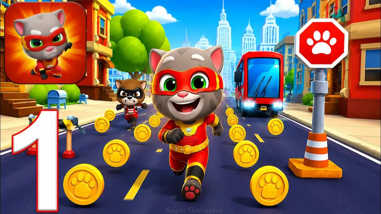 ПРОХОЖДЕНИЕ ИГРЫ TALKING TOM HERO DASH – THE FASTEST SUPERHERO RUN EVER, ЧАСТЬ 1 (ANDROID, IOS)