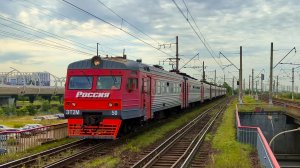 ЭТ2М 050 «Россия» на перегоне Предпортовая - Броневая. Платформа Ленинский проспект
