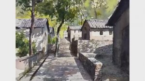 Свет и тени на деревенской улице. Урок акварельной живописи