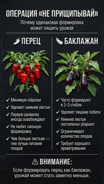 🫑🍆 Перец и баклажан — родственники. Но формируют их по-разному.