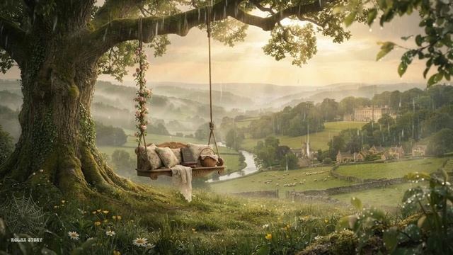 🌳 Английская  эстетика «Гордость и предубеждение»: дождь и старинные качели | ASMR-расслабление 🕰️