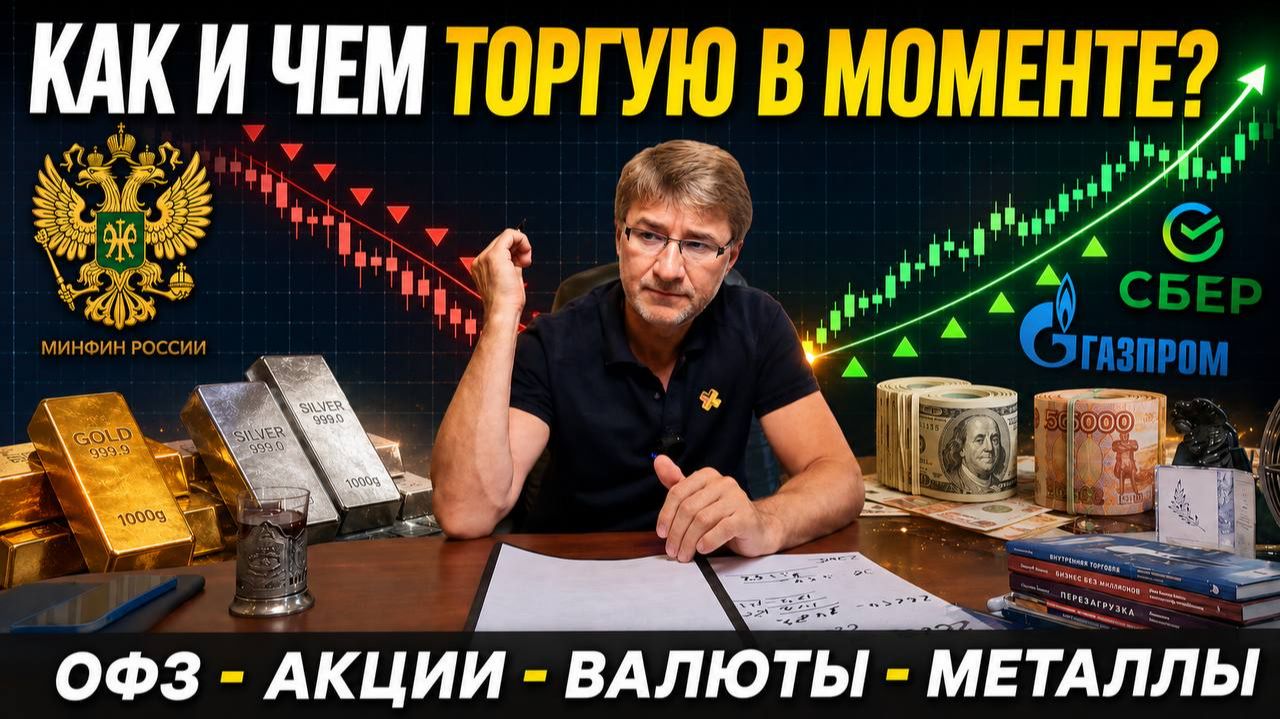 Как и чем ТОРГУЮ В МОМЕНТЕ?! ОФЗ, акции, валюты, металлы.