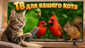 Телевиденье для кошек 🐦 Яркие птицы и белка с шуршащими лесными звуками
