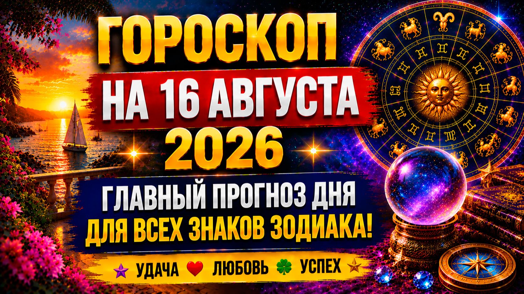 Гороскоп на 16 августа 2026 ✨ Главный прогноз дня для всех знаков Зодиака!