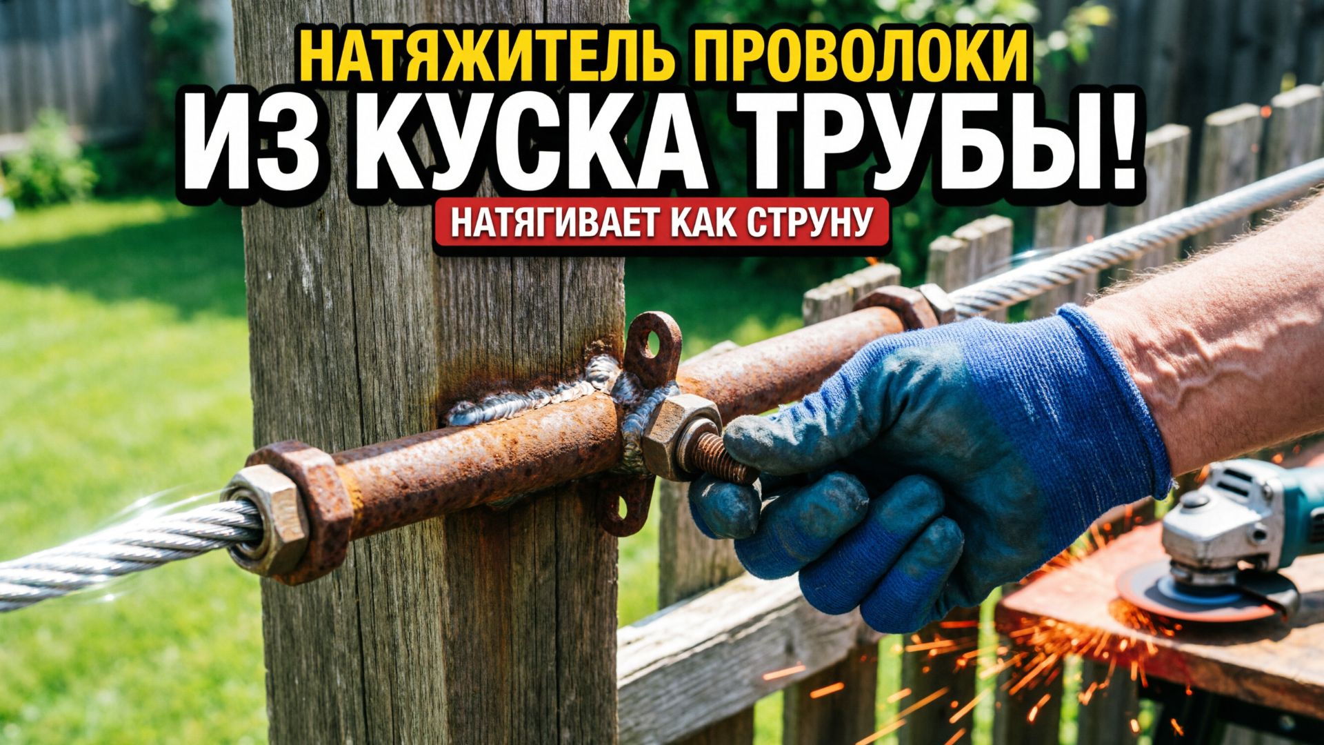 КАК НАТЯНУТЬ ПРОВОЛОКУ КАК СТРУНУ? Самодельный винтовой натяжитель из хлама. Самоделка для забора