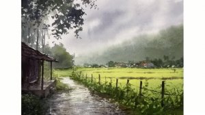 Атмосферный пейзаж с дождем. Мастер-класс по акварели.