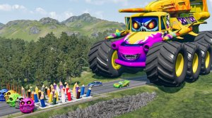 ТАНКЕР против Маквина, полиции и ОГРОМНЫХ ШИПОВ! Безумная гонка с горы | BeamNG.drive