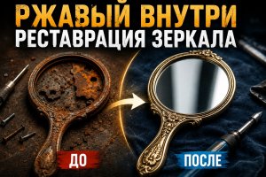 Реставрация старинного ручного зеркала с ржавчиной внутри