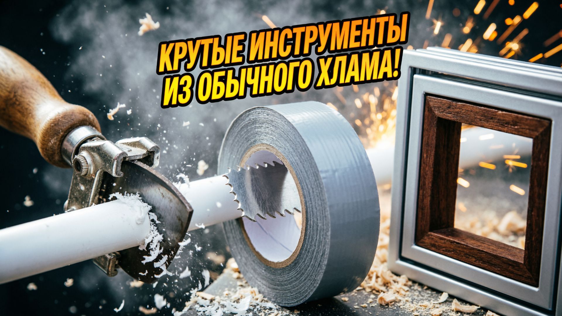 ГЕНИАЛЬНЫЕ САМОДЕЛКИ! Супер-рама с деревом, резак для ленты и нож для ПВХ труб из хомута.