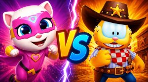 Том погоня героев vs Garfield Rush.Бегалки Супер Анжела и Гарфилд Шериф.Кошки vs Коты.Кто круче_