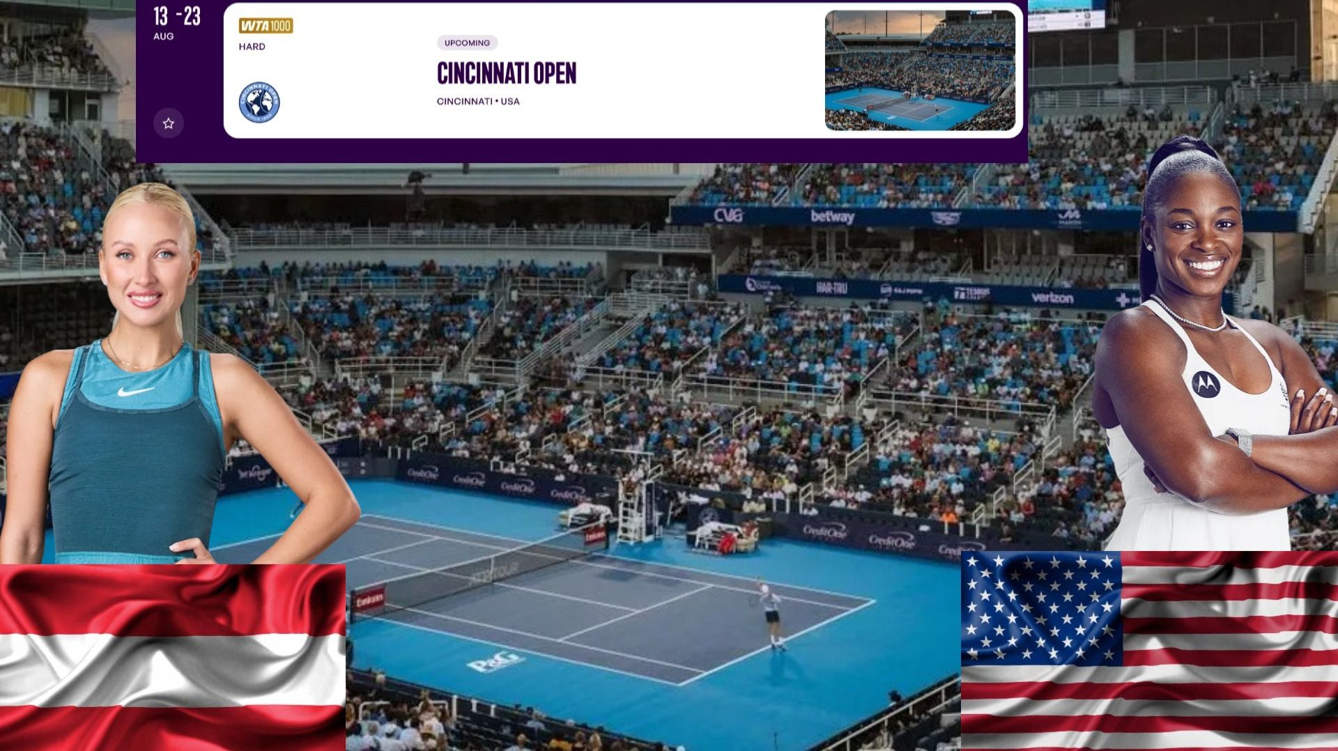 17/08/26 ⏰02:00 (24) 🇦🇹Анастасия Потапова - (WC) 🇺🇸Слоан Стивенс/🏆WTA1000 Цинциннати. 2-й круг