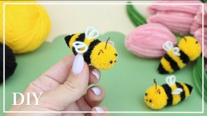 Милые Пчелки из ниток 🐝 Секреты создания игрушек из помпонов❤️ DIY