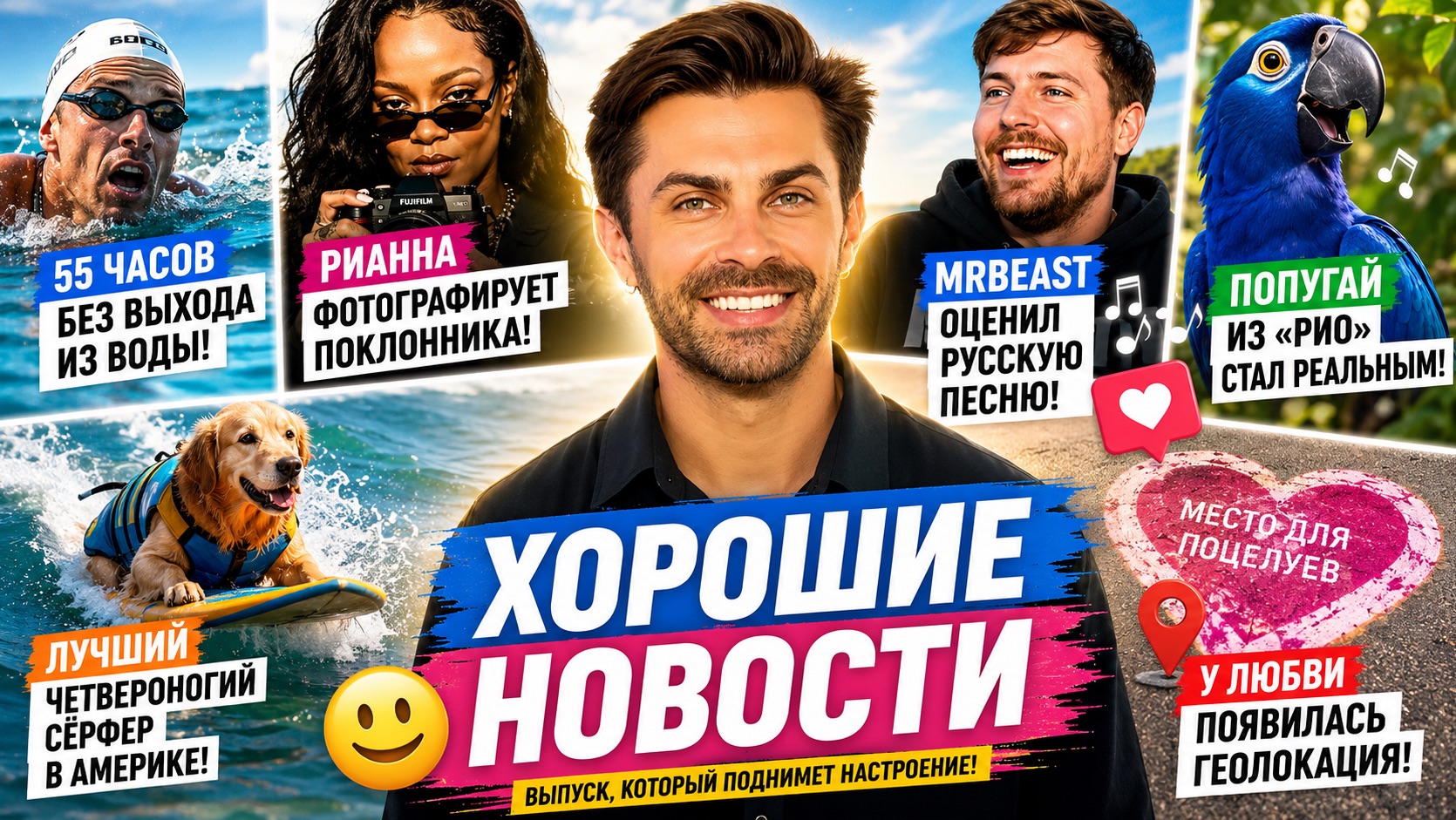 ХОРОШИЕ НОВОСТИ | Танцы под Бузову, Рианна фотограф, Мистер Бист и русский мем, медвежонок в конусе