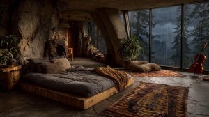ШУМ ДОЖДЯ ЗА ОКНОМ В УЮТНОЙ КАМЕННОЙ СПАЛЬНЕ 🌧️🛏️ ДЛЯ СНА И ГЛУБОКОГО ОТДЫХА