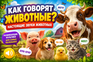 Как говорят животные? Настоящие звуки животных для малышей
