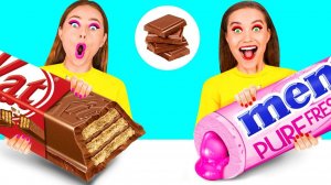 Челлендж. Шоколадная Еда vs Настоящая еда # Забавные Кухонные Лайфхаки от Fun Challenge
