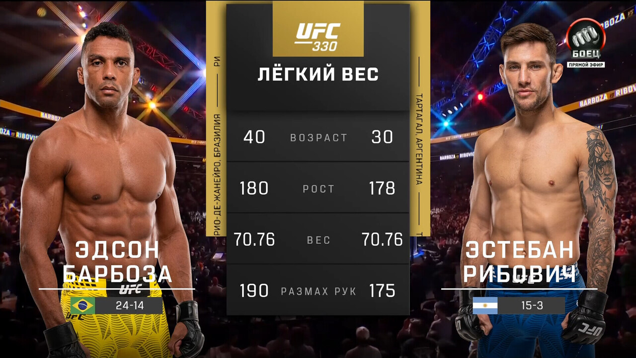 Эдсон Барбоза против Эстебана Рибовича (видео). UFC 330