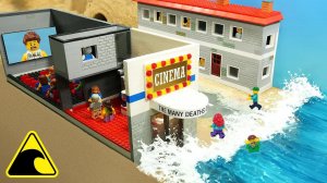 Кинотеатр затопило в эксперименте с цунами — прорыв LEGO-плотины и волновая машина