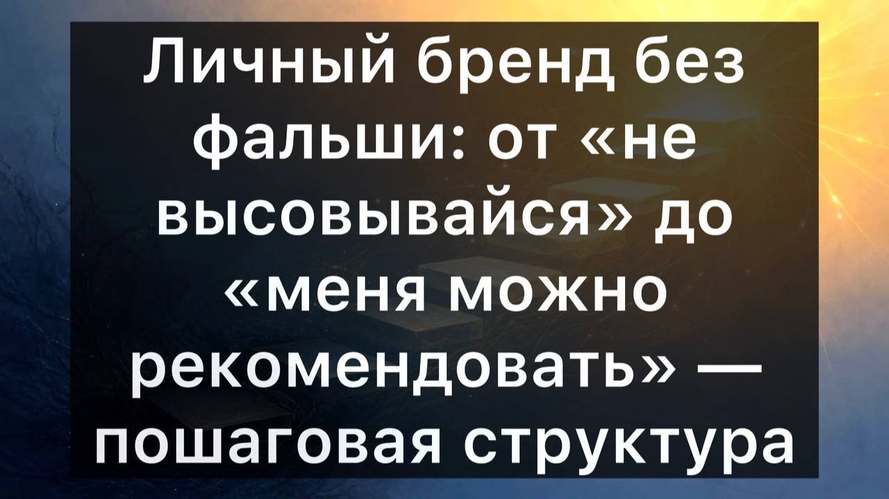 Личный бренд без фальши: от «не высовывайся» до «меня можно рекомендовать» — пошаговая структура