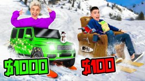 Строим САНКИ за 10,000 vs 100,000 Рублей Челлендж ! а4