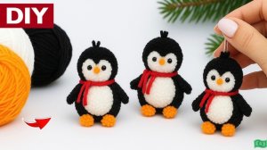 Милые Пингвины из Помпонов 🐧 Простая поделка из ниток своими руками