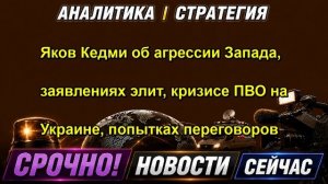 Яков Кедми об агрессии Запада, заявлениях элит, кризисе ПВО на Украине, попытках переговоров